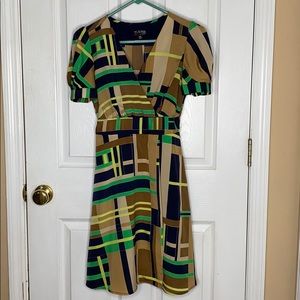 Multicolored faux wrap dress
